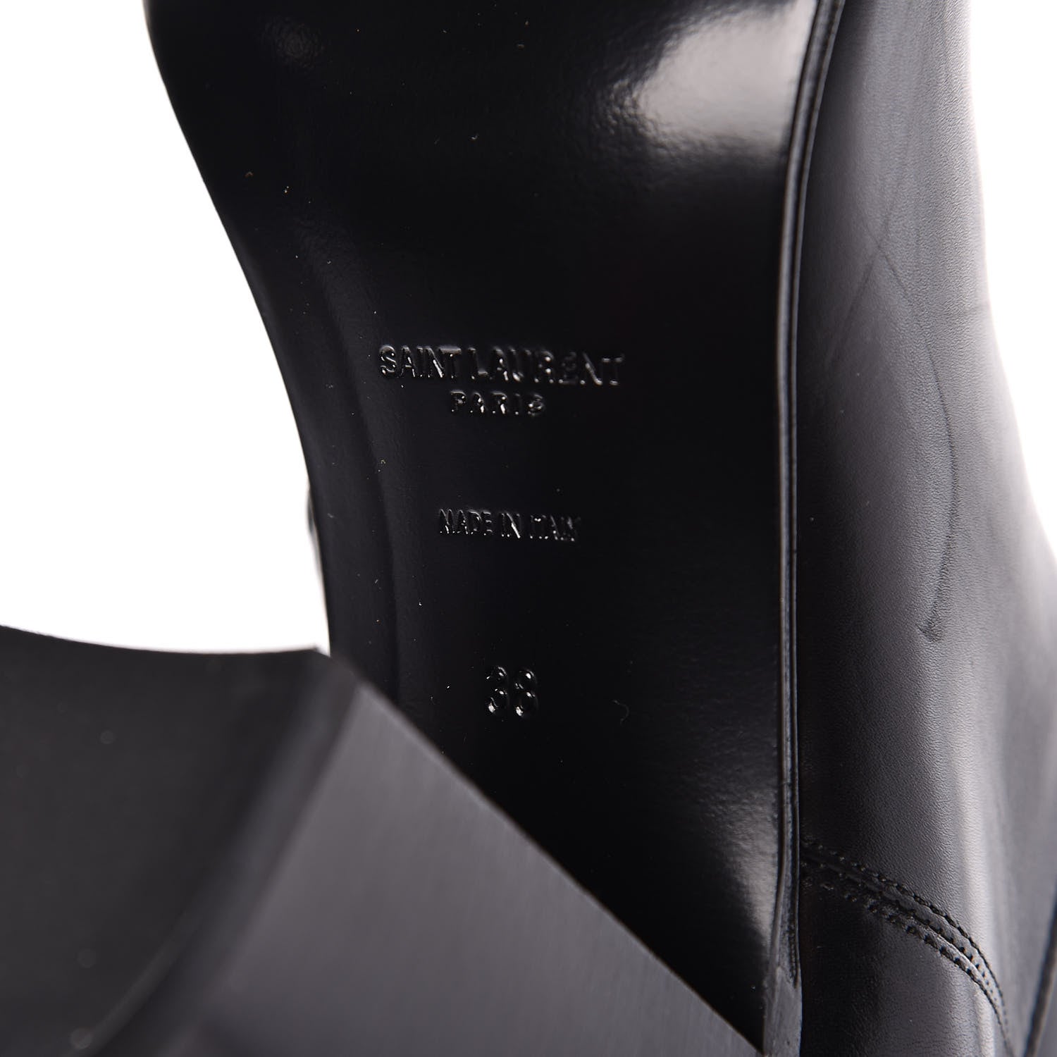 Saint Laurent Smooth Calfskin Studded Strap French Boots 38 Black 7 of 8