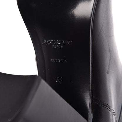 Saint Laurent Smooth Calfskin Studded Strap French Boots 38 Black 7 of 8
