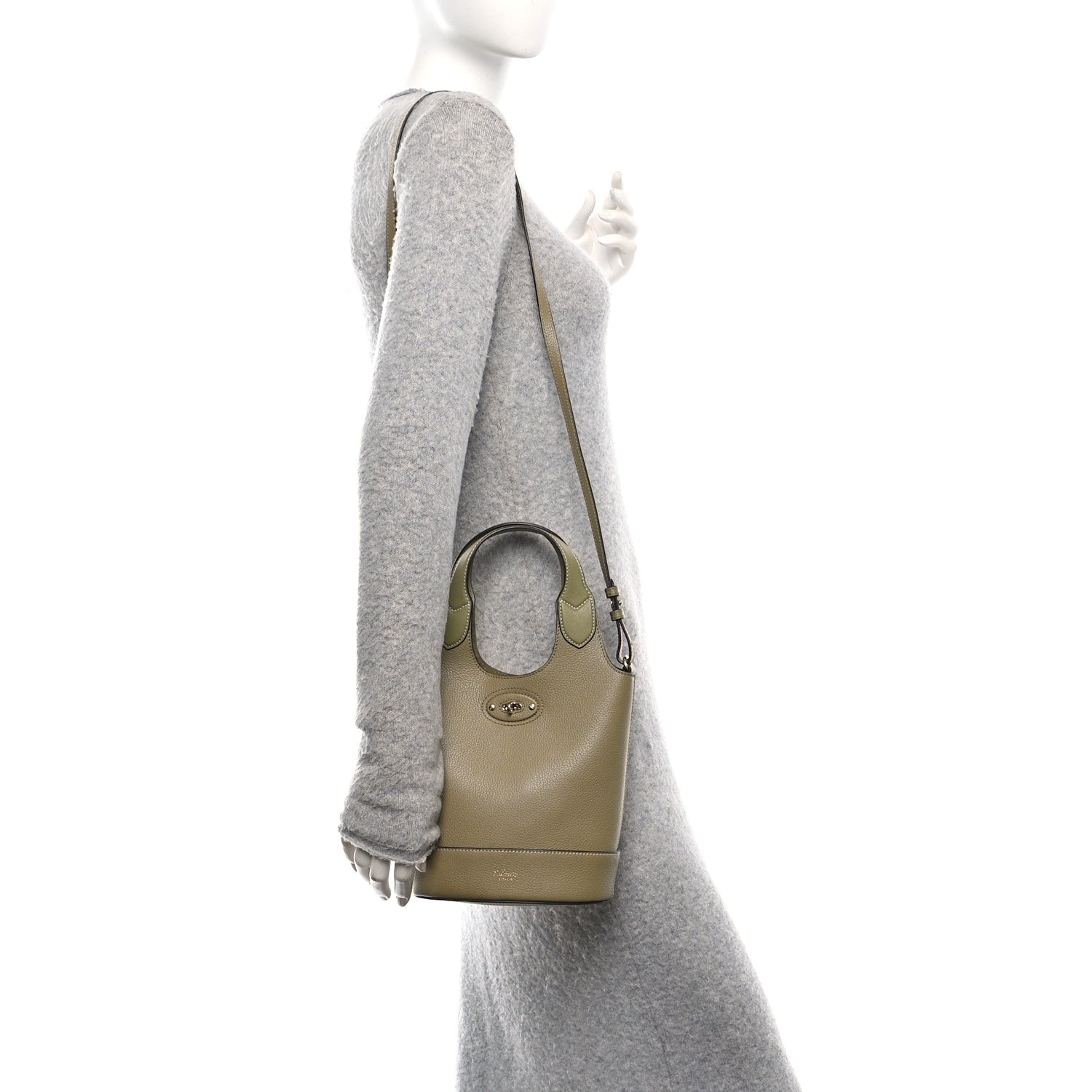 Mulberry Small Classic Grain Silky Calfskin Lily Tote Linen Green