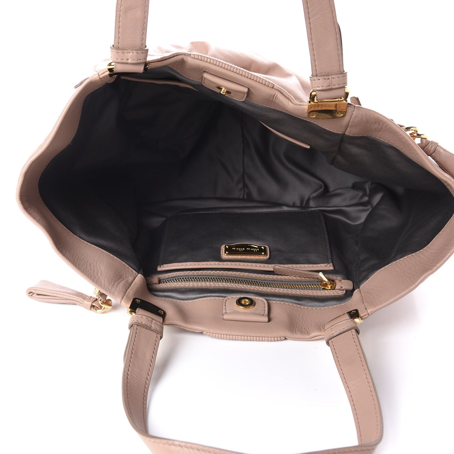 Vitello Lux Gathered Tote Cammeo