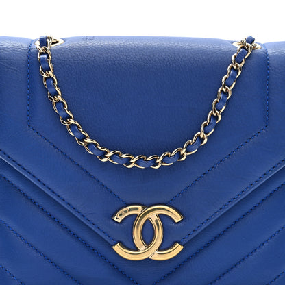 Chanel Calfskin Quilted Chevron Small Single Flap Blue 8 of 10