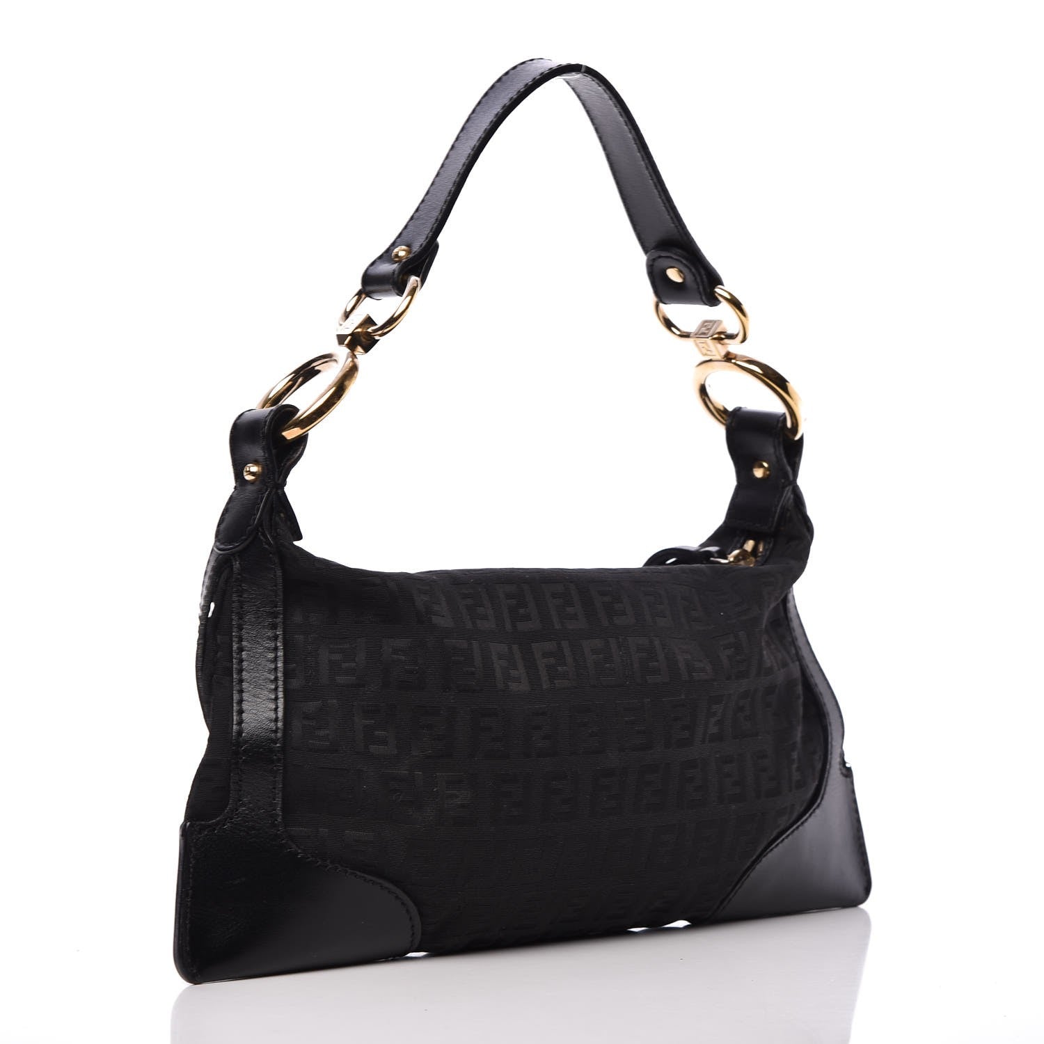 Fendi Zucchino Cuoio Small Chef Pocket Shoulder Bag Black 3 of 6