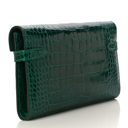 Hermes Shiny Alligator Kelly Longue Wallet Vert Emeraude 3 of 10