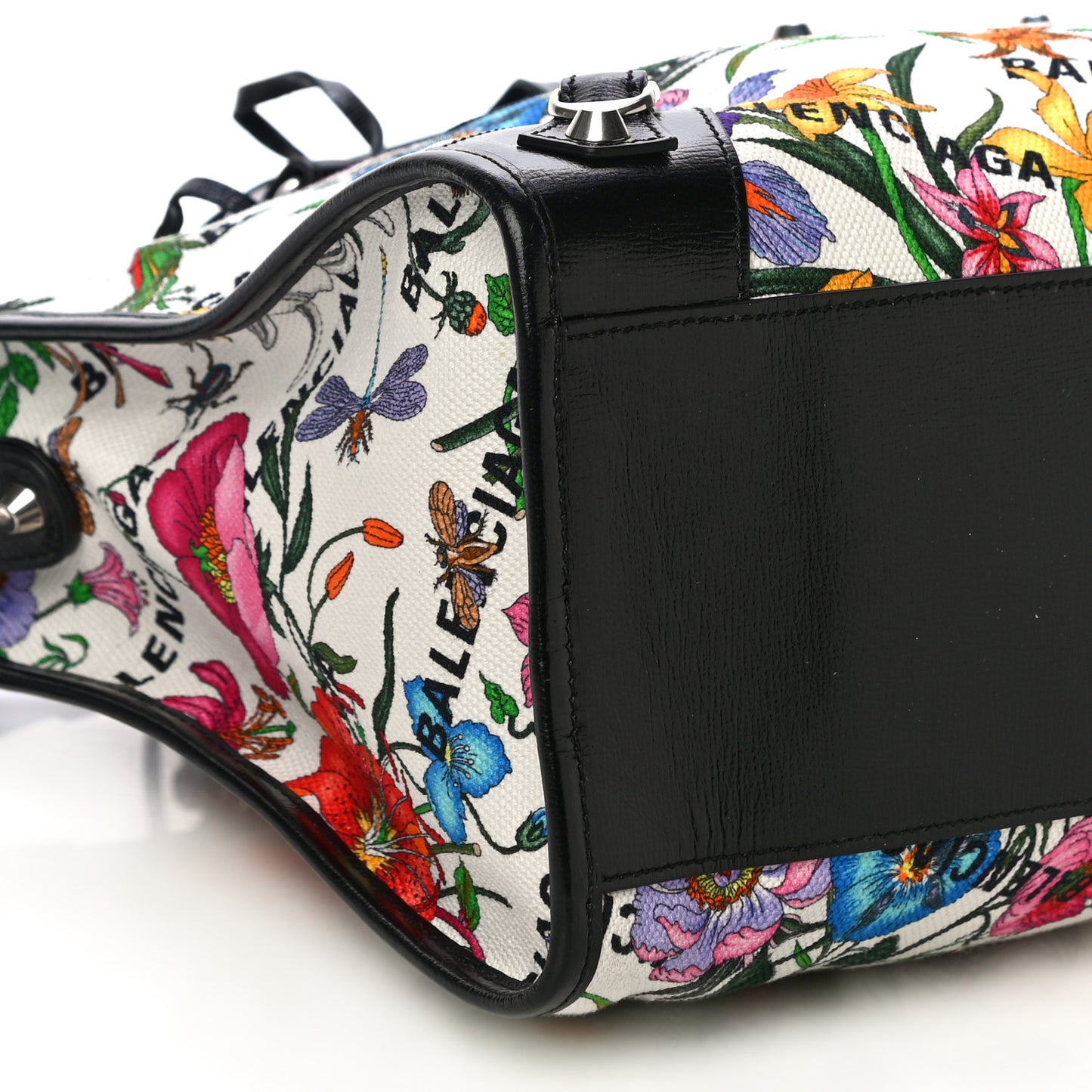 X GUCCI Canvas Azalea Calfskin Flora Logo Print Neo Classic Silver Hardware Medium City White Multicolor Black
