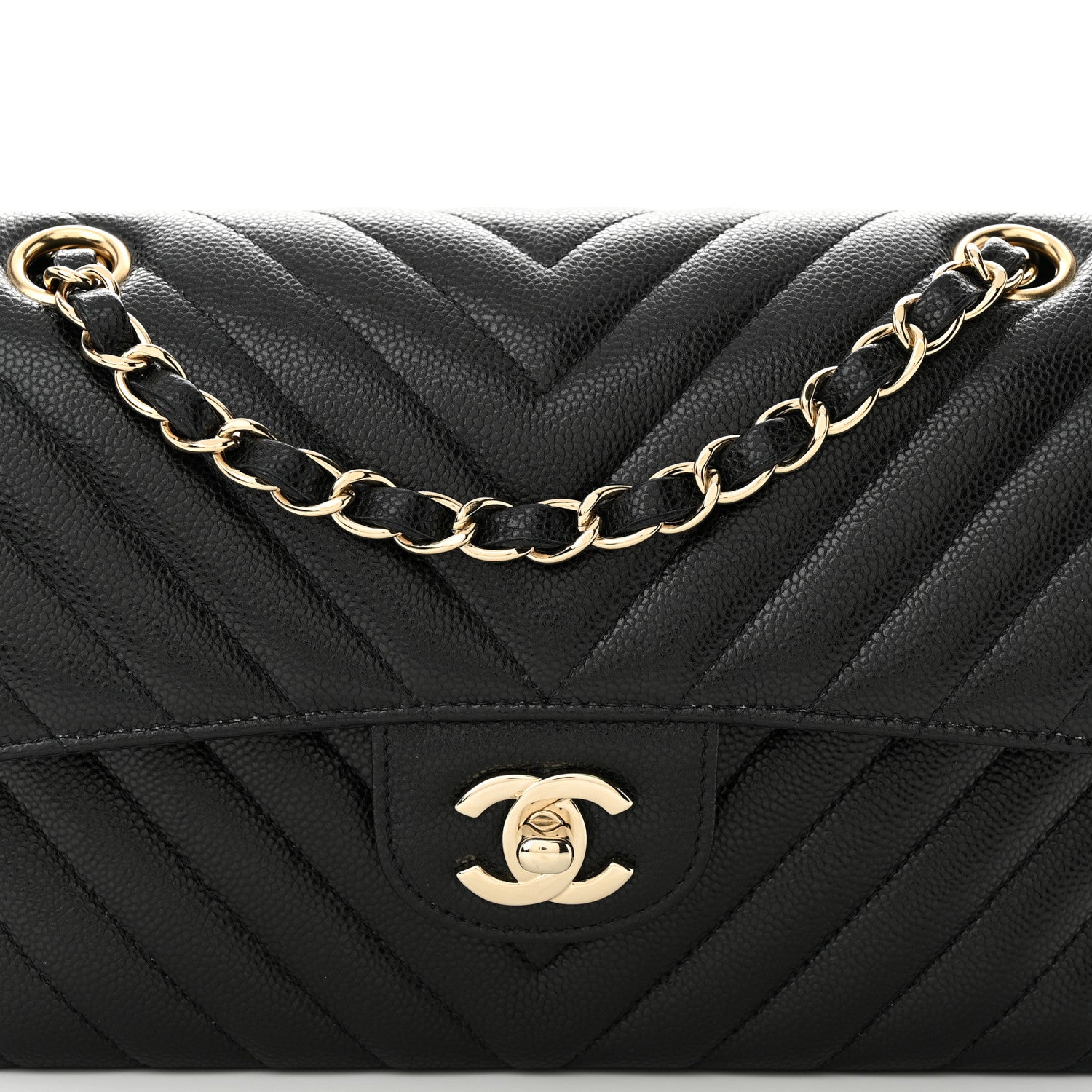 Chanel Caviar Chevron Quilted Small Double Flap Black 7 of 10