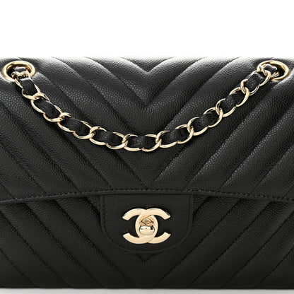 Chanel Caviar Chevron Quilted Small Double Flap Black 7 of 10