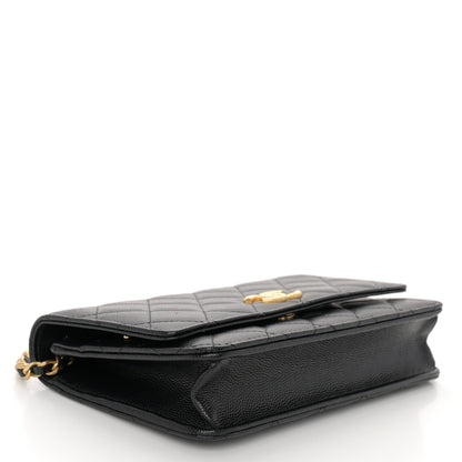 Chanel Caviar Quilted Textured CC Wallet On Chain WOC Black 4 of 11