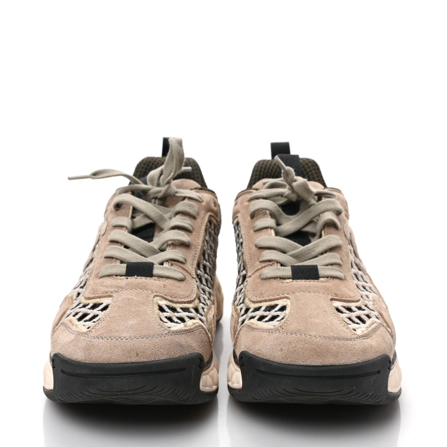 Suede Calfskin Embroidered CC Sneakers 41 Beige Black