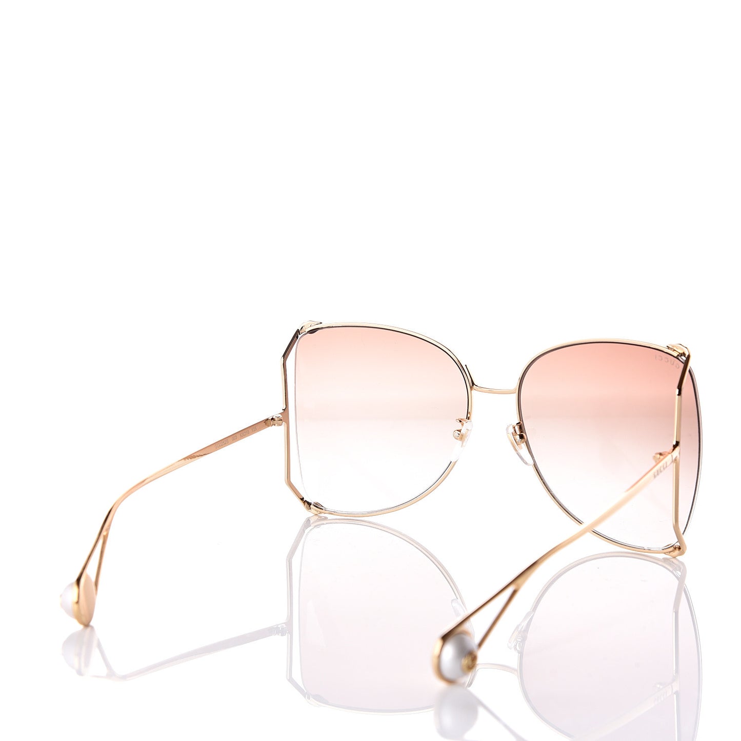 Oversized Round Sunglasses GG0252S Gold Brown