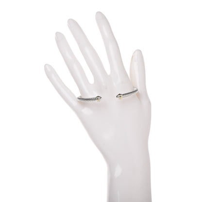 David Yurman Sterling Silver 18K Yellow Gold 4mm Cable Classics Bracelet 2 of 5