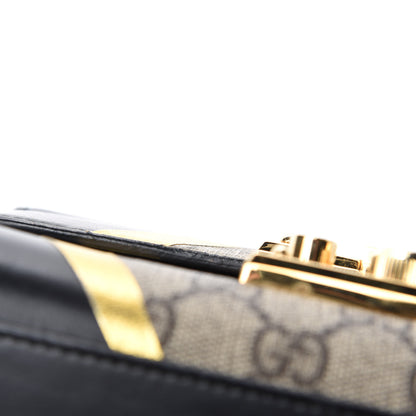 Gucci Calfskin GG Supreme Monogram Small Padlock Shoulder Bag Black Gold 8 of 17