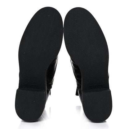 Chanel Shiny Crumpled Lambskin Lace Up Combat Boots 38 Black 5 of 9