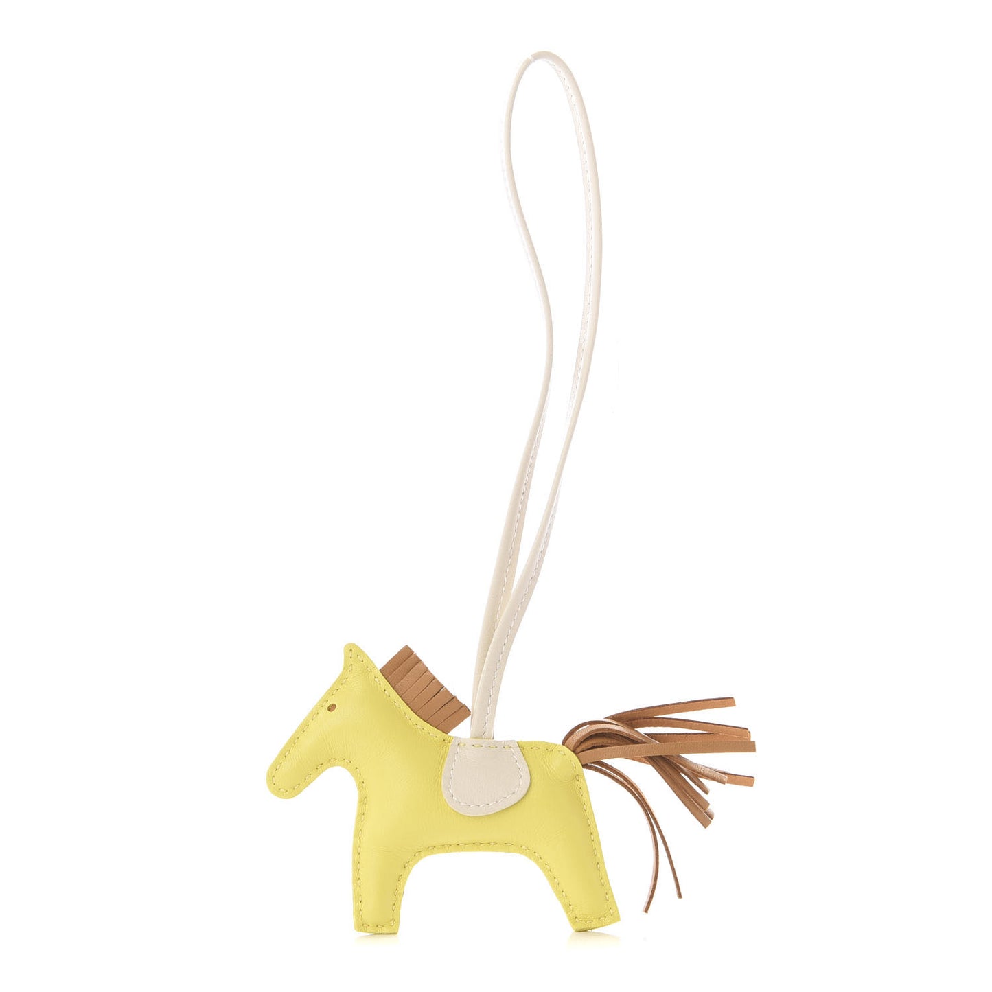 Milo Lambskin Grigri Rodeo Horse Bag Charm PM Lime Sesame Craie