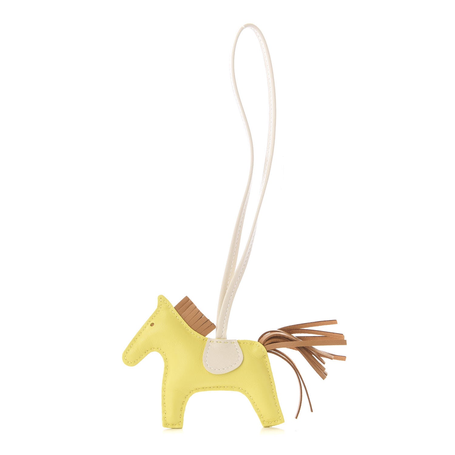 Hermes Milo Lambskin Grigri Rodeo Horse Bag Charm PM Lime Sesame Craie 1 of 5