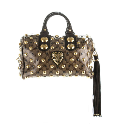Gucci Crystal Monogram Medium Babouska Studded Boston Dark Brown 1 of 7