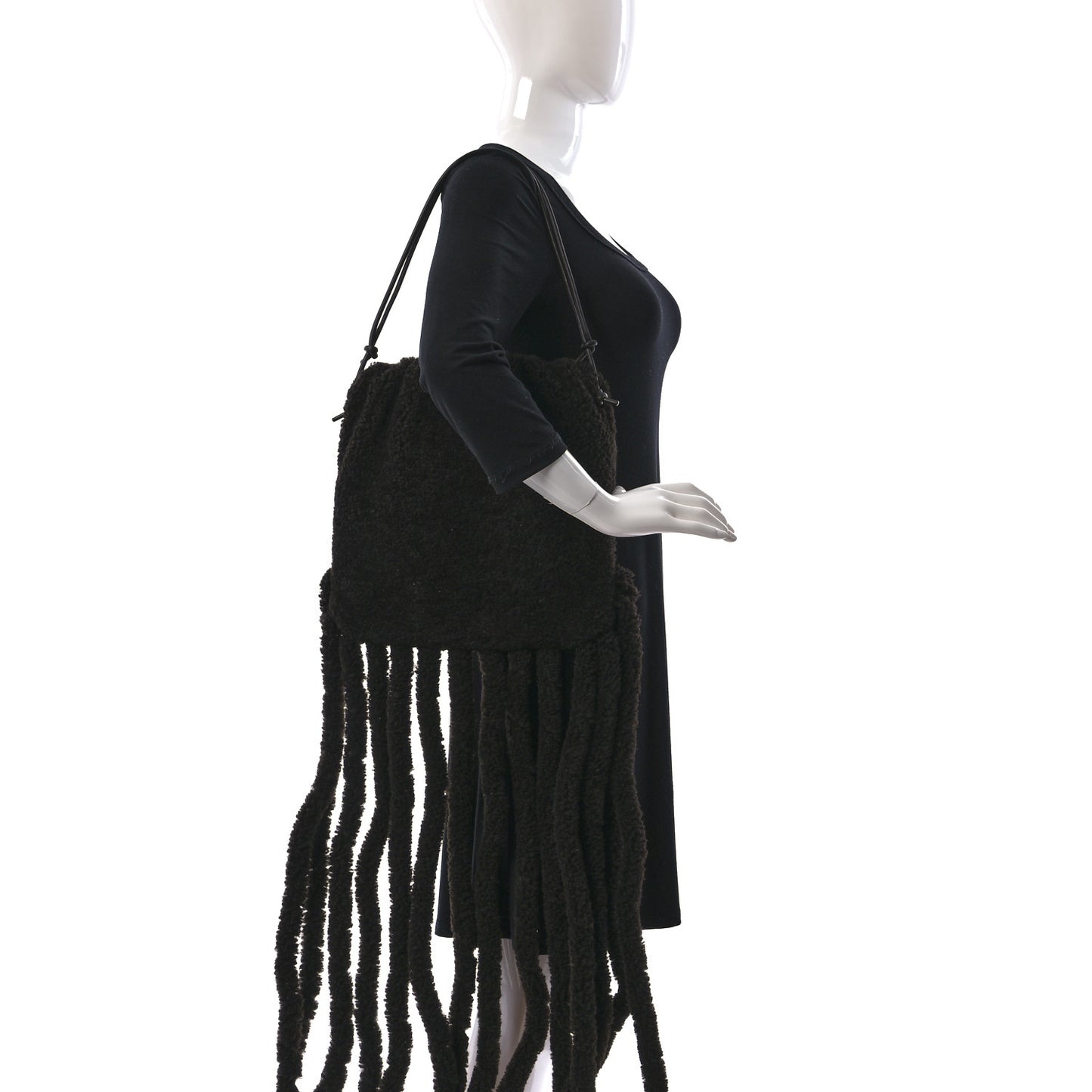 Curly Shearling The Fringe Pouch Shoulder Bag Fondant