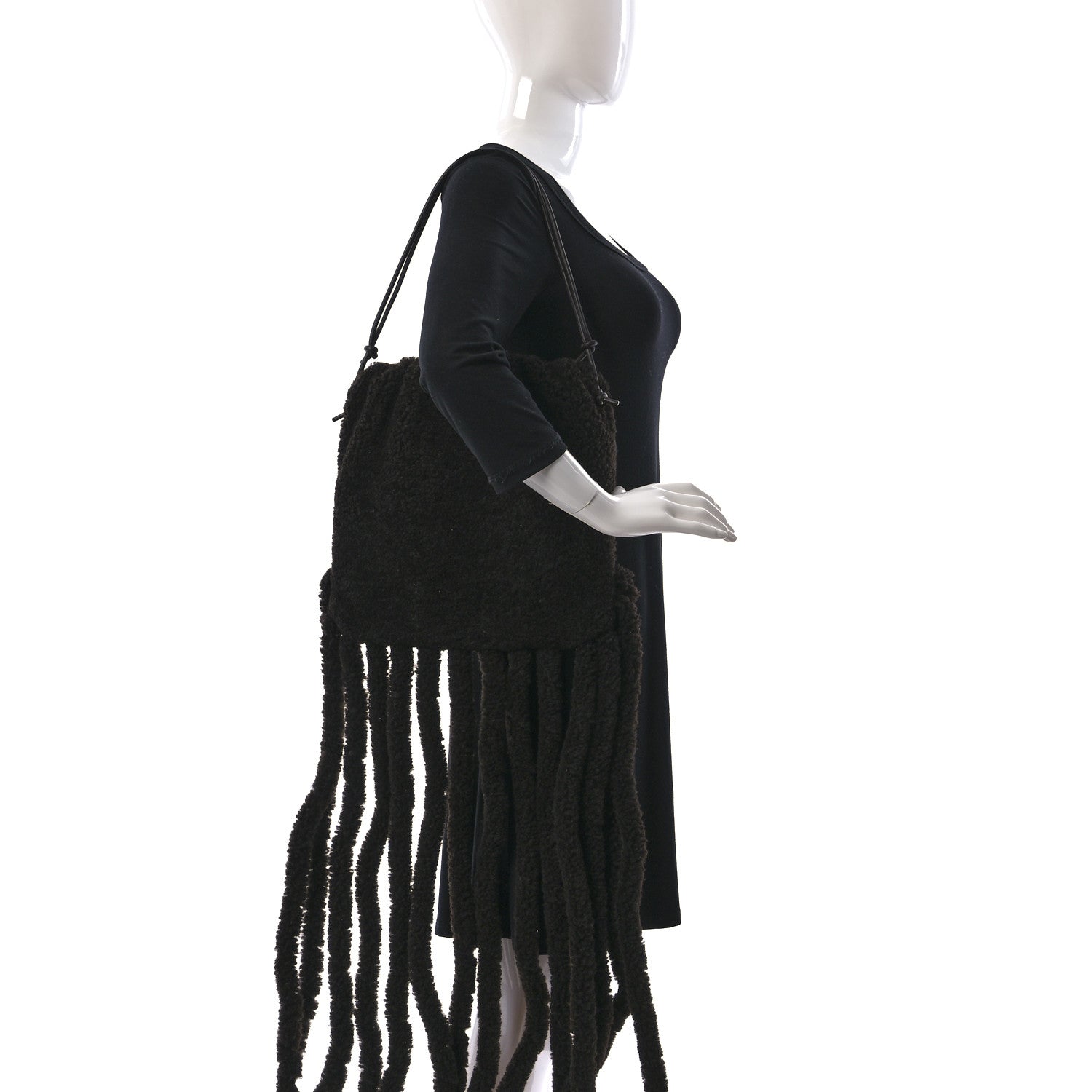 Bottega Veneta Curly Shearling The Fringe Pouch Shoulder Bag Fondant 3 of 9