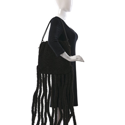 Bottega Veneta Curly Shearling The Fringe Pouch Shoulder Bag Fondant 3 of 9