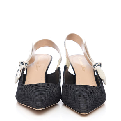 Christian Dior Technical Canvas Ribbon J Adior Slingback 65mm Pumps 37.5 Black 2 of 9