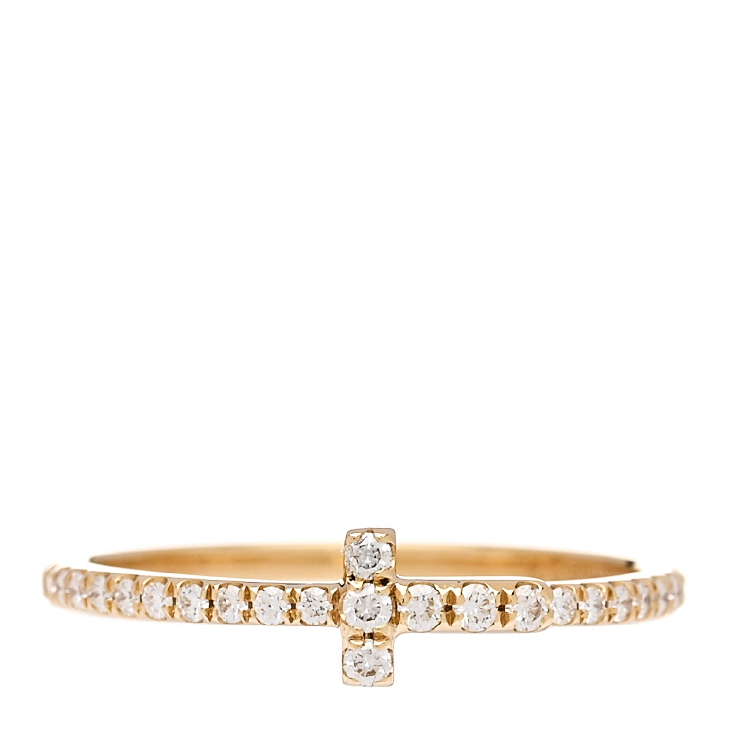 Tiffany 18K Yellow Gold Diamond T Wire Pave Ring 50 5.5 1 of 4