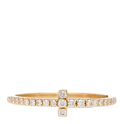 Tiffany 18K Yellow Gold Diamond T Wire Pave Ring 50 5.5 1 of 4