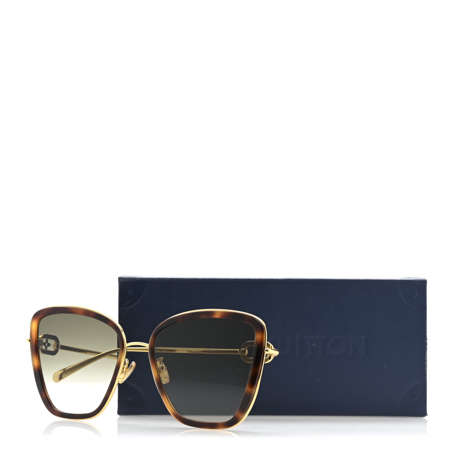 Louis Vuitton Metal LV Link One Cat Eye Sunglasses Z1770E Tortoise