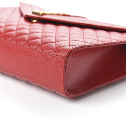 Saint Laurent Grain De Poudre Mixed Matelasse Large Triquilt Monogram Satchel New Red 7 of 9