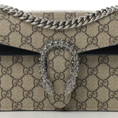 Gucci GG Supreme Monogram Suede Crystal Small Dionysus Shoulder Bag Beige Ebony Black 8 of 14
