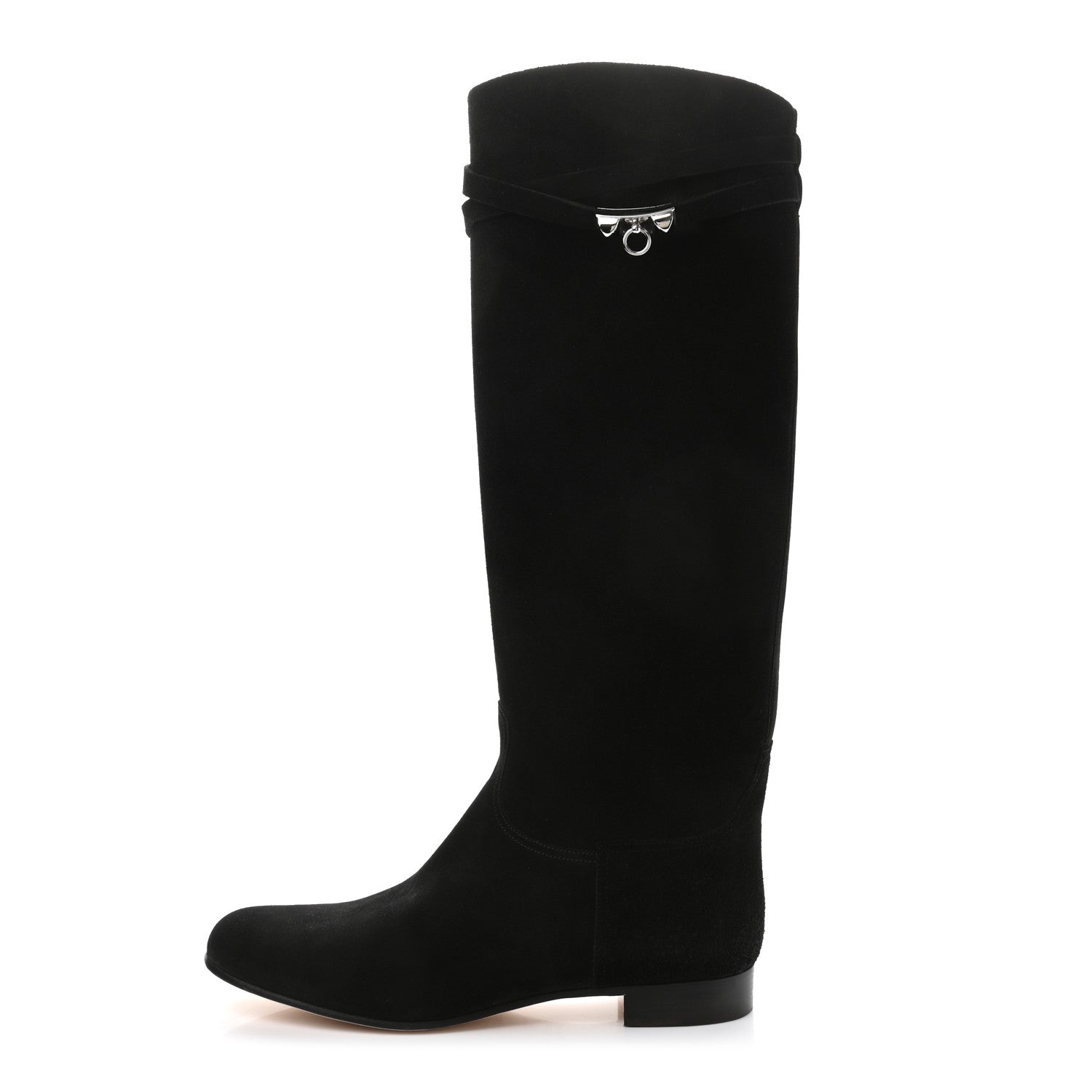 Hermes Suede Kelly Jumping Boots 38.5 Black 1 of 7