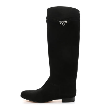 Hermes Suede Kelly Jumping Boots 38.5 Black 1 of 7