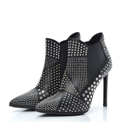 Saint Laurent Calfskin Studded Ankle Booties 36.5 Black 3 of 7