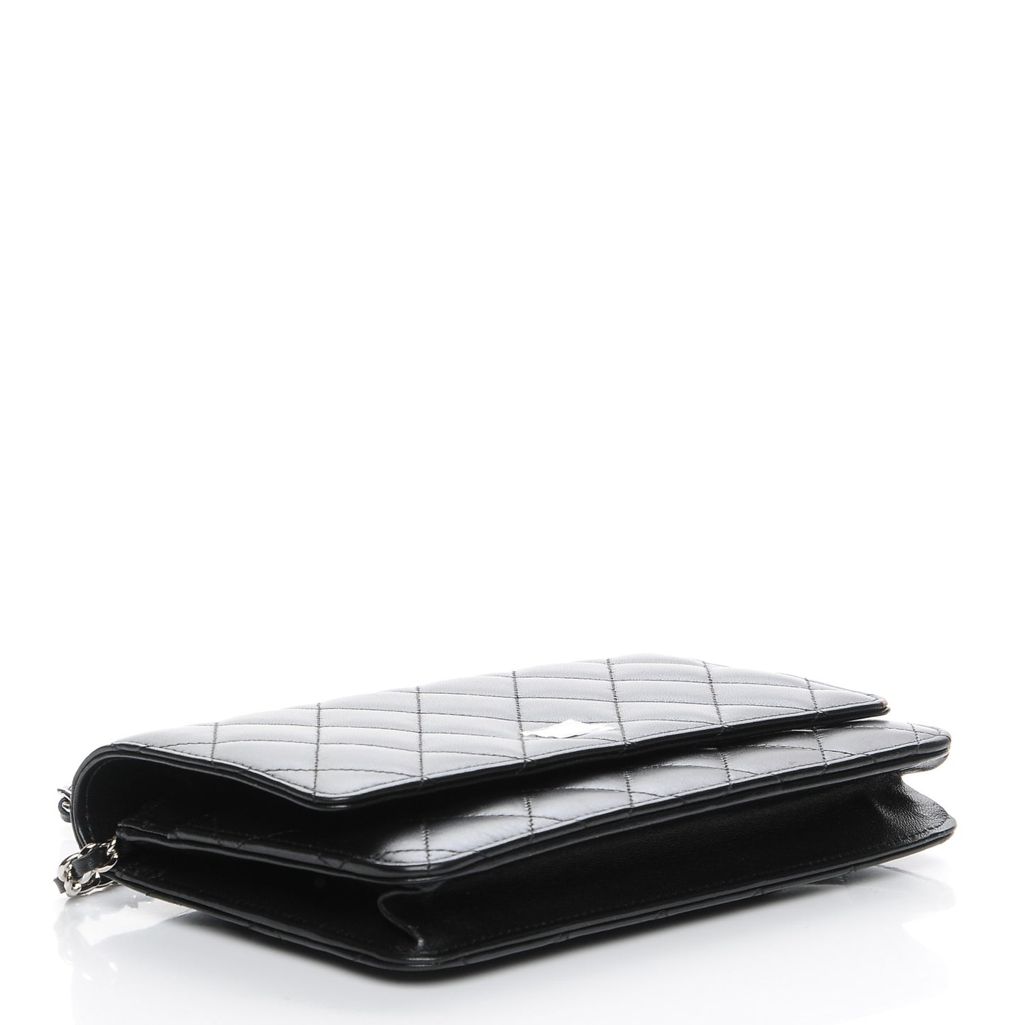 Lambskin Quilted Wallet On Chain WOC Black