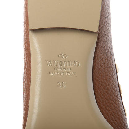 Valentino Garavani Pebbled Calfskin Rockstud Ballerina Flats 36 Bright Cognac 8 of 8