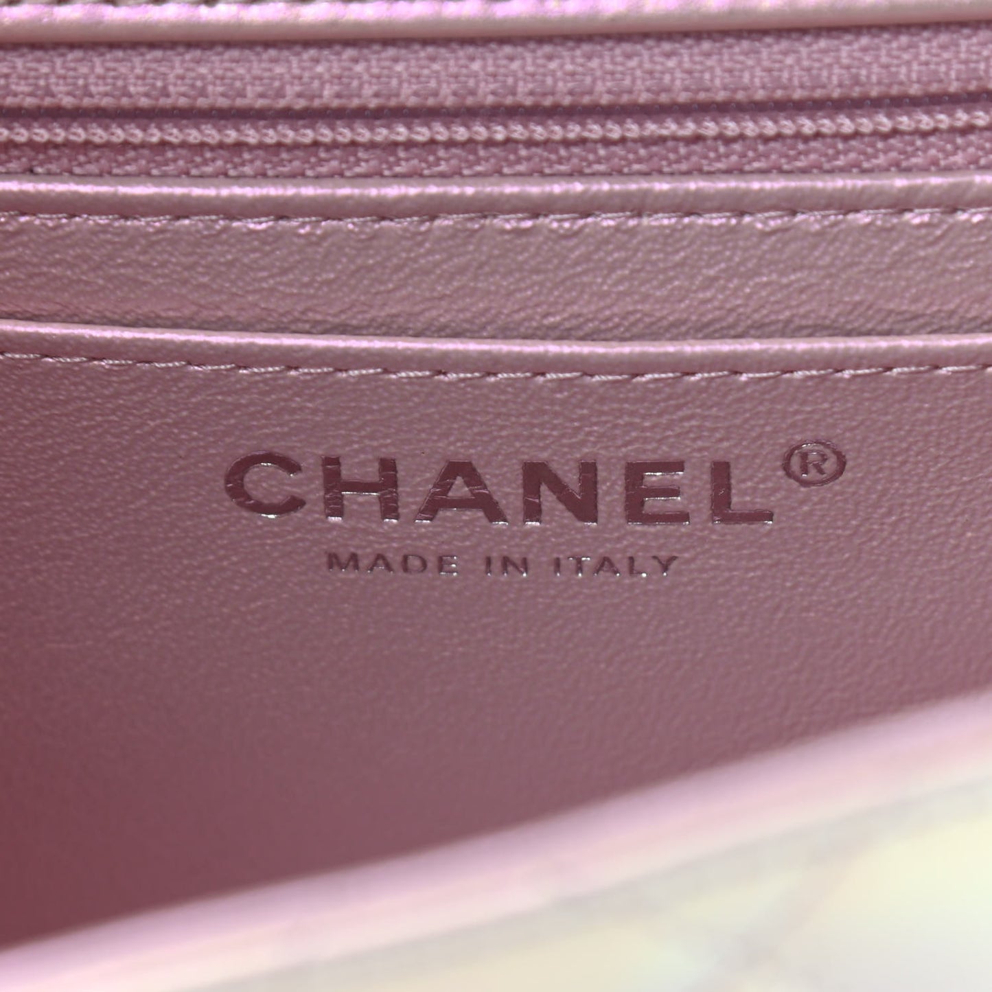 Iridescent Lambskin Quilted Mini Square Flap Pink