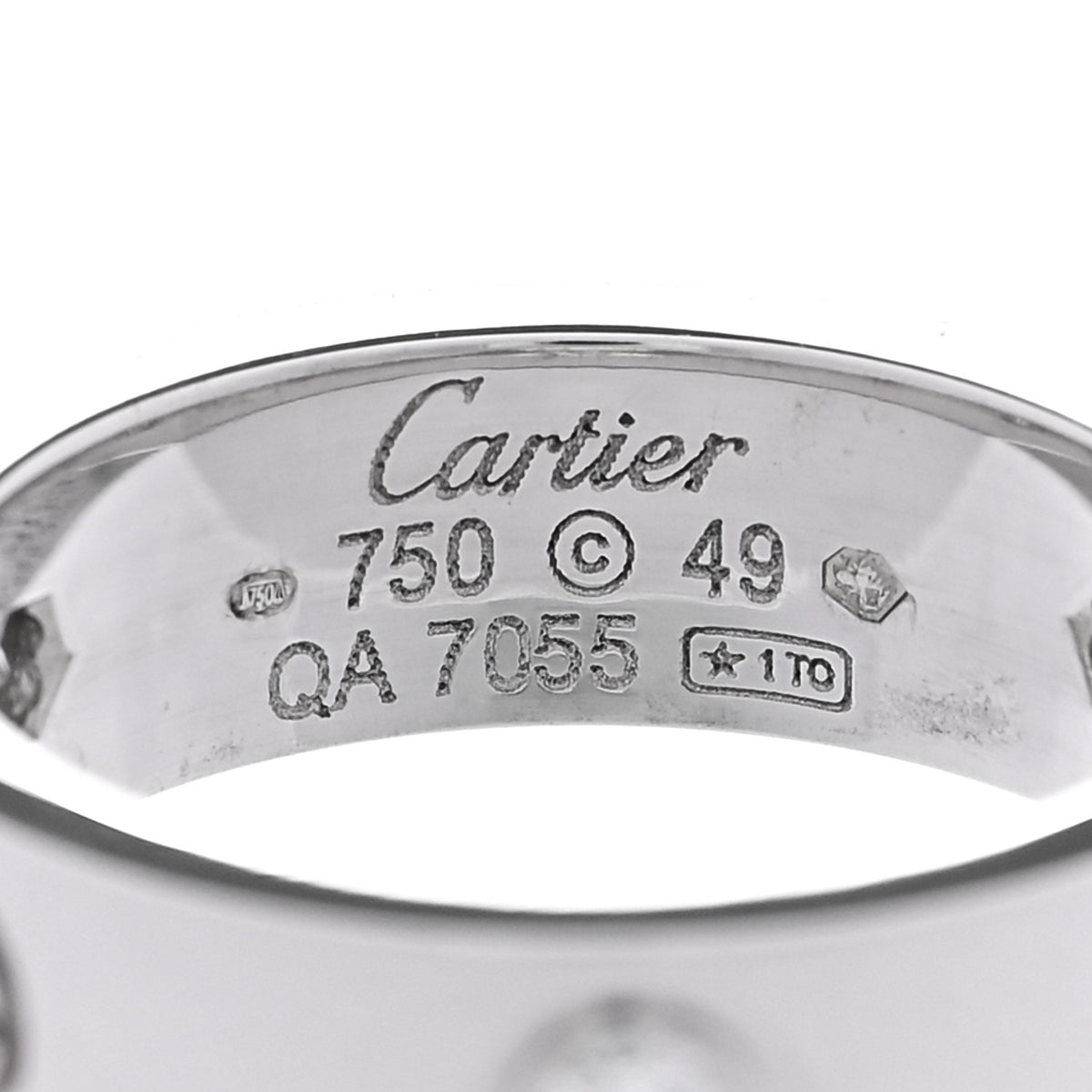 Cartier 18K White Gold 3 Diamond 5.5mm LOVE Ring 49 5 4 of 4