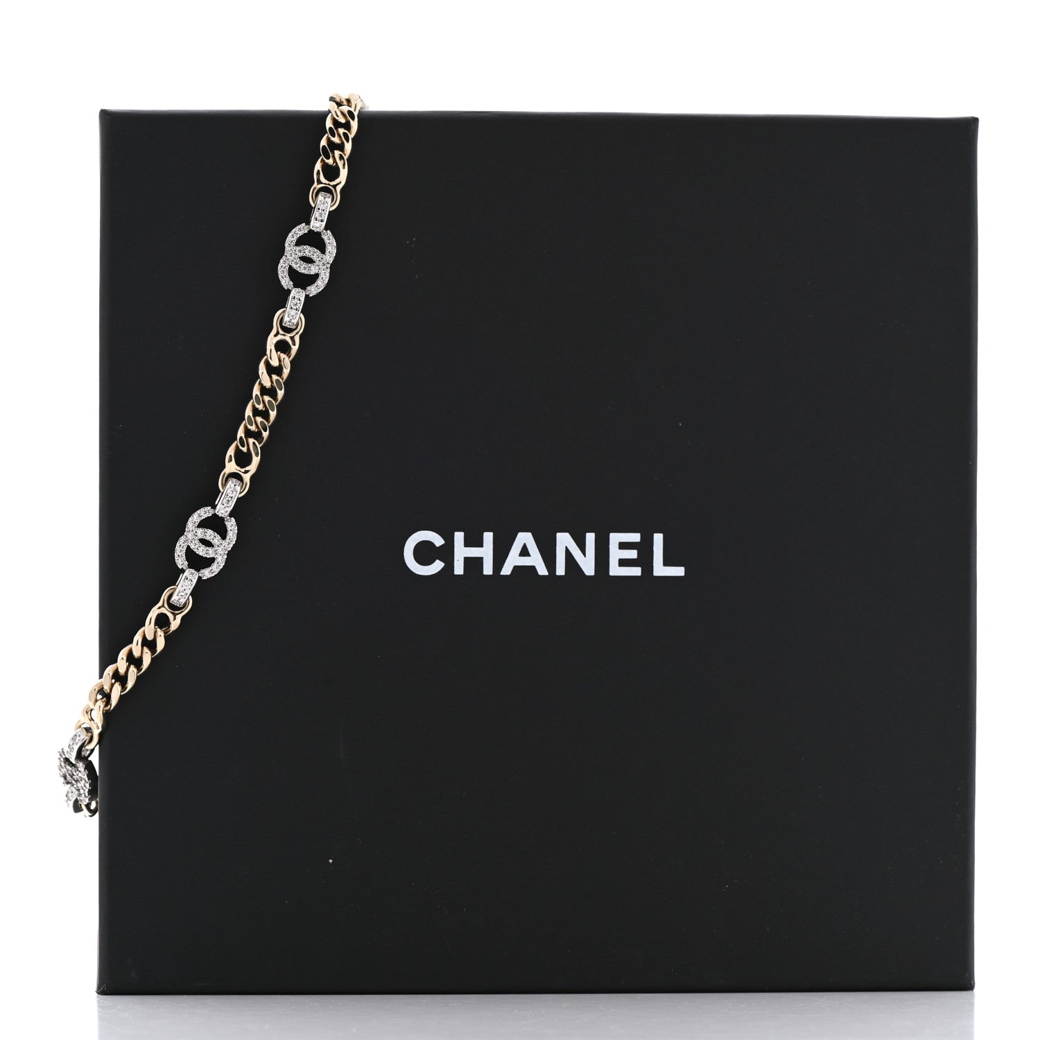 Chanel Crystal CC Chain Links Choker Necklace Gold 7 of 7