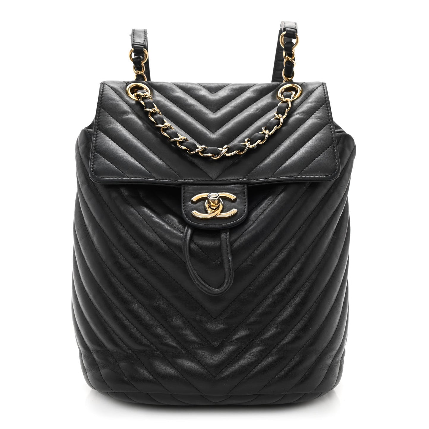 Calfskin Chevron Quilted Small Urban Spirit Backpack Black
