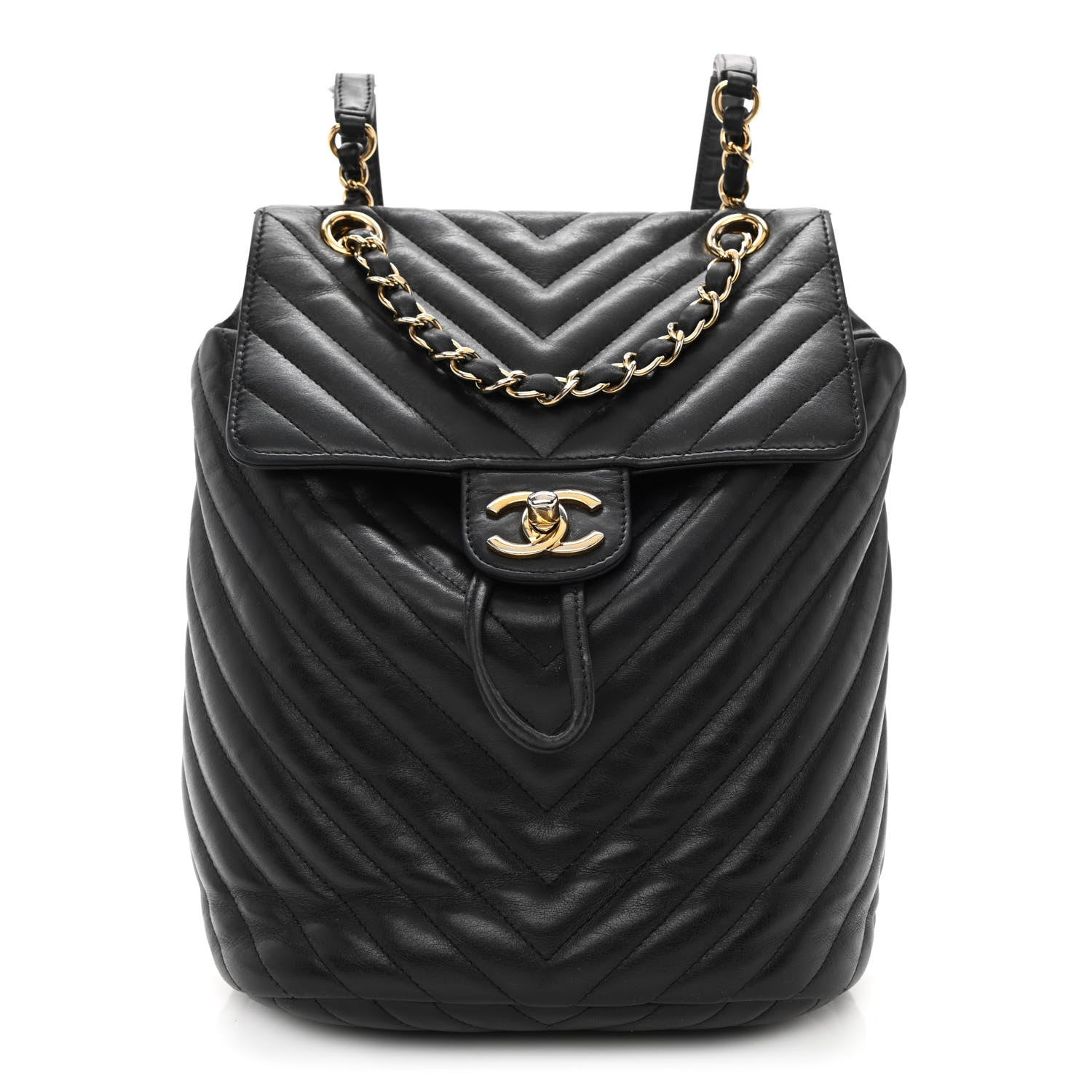 Chanel Calfskin Chevron Quilted Small Urban Spirit Backpack Black 1 of 11