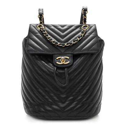 Chanel Calfskin Chevron Quilted Small Urban Spirit Backpack Black 1 of 11