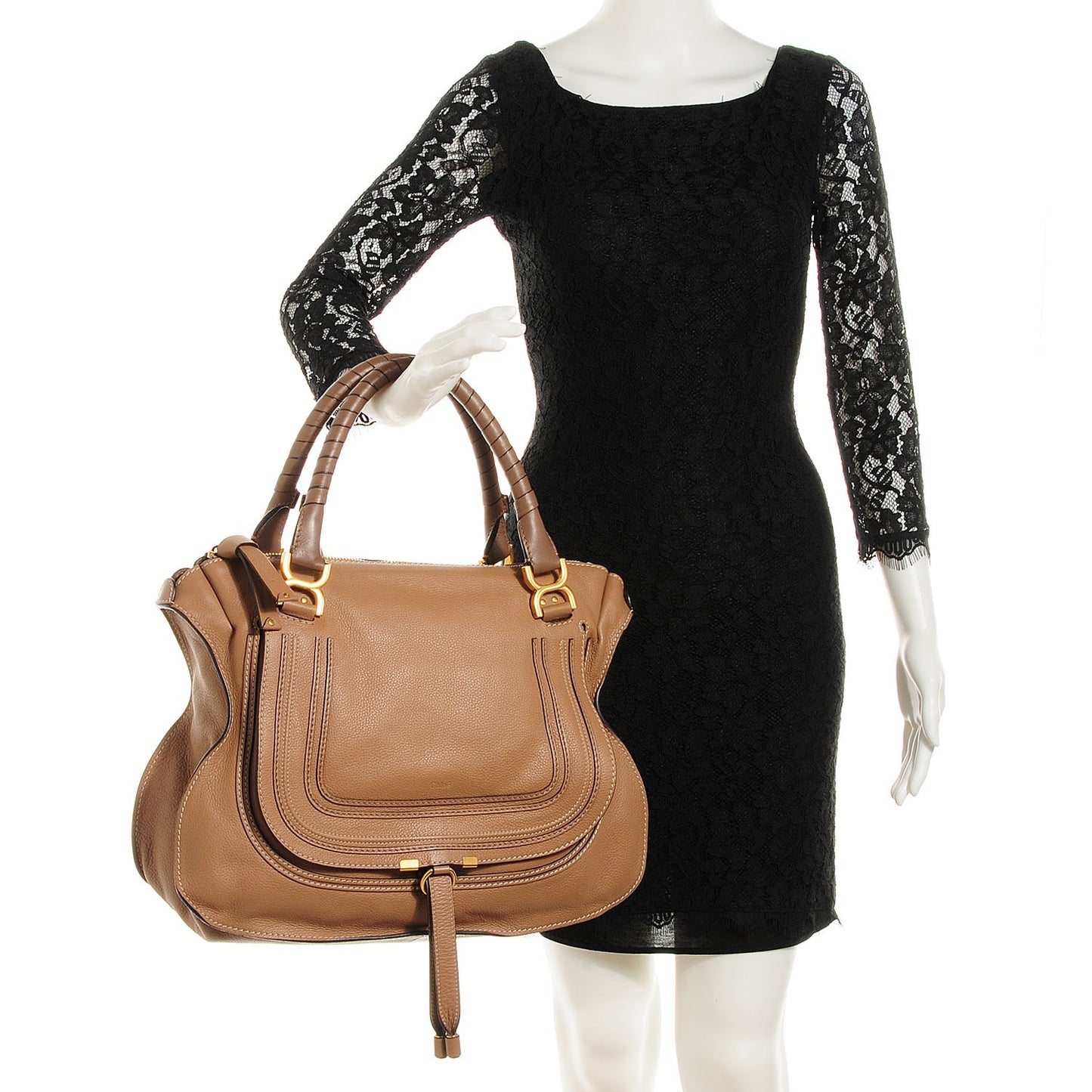 Calfskin Large Marcie Satchel Nut