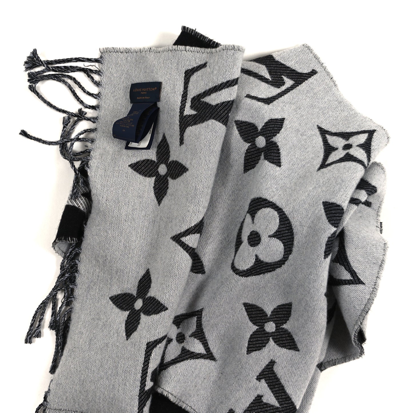 Wool Monogram LV Essential Scarf Black
