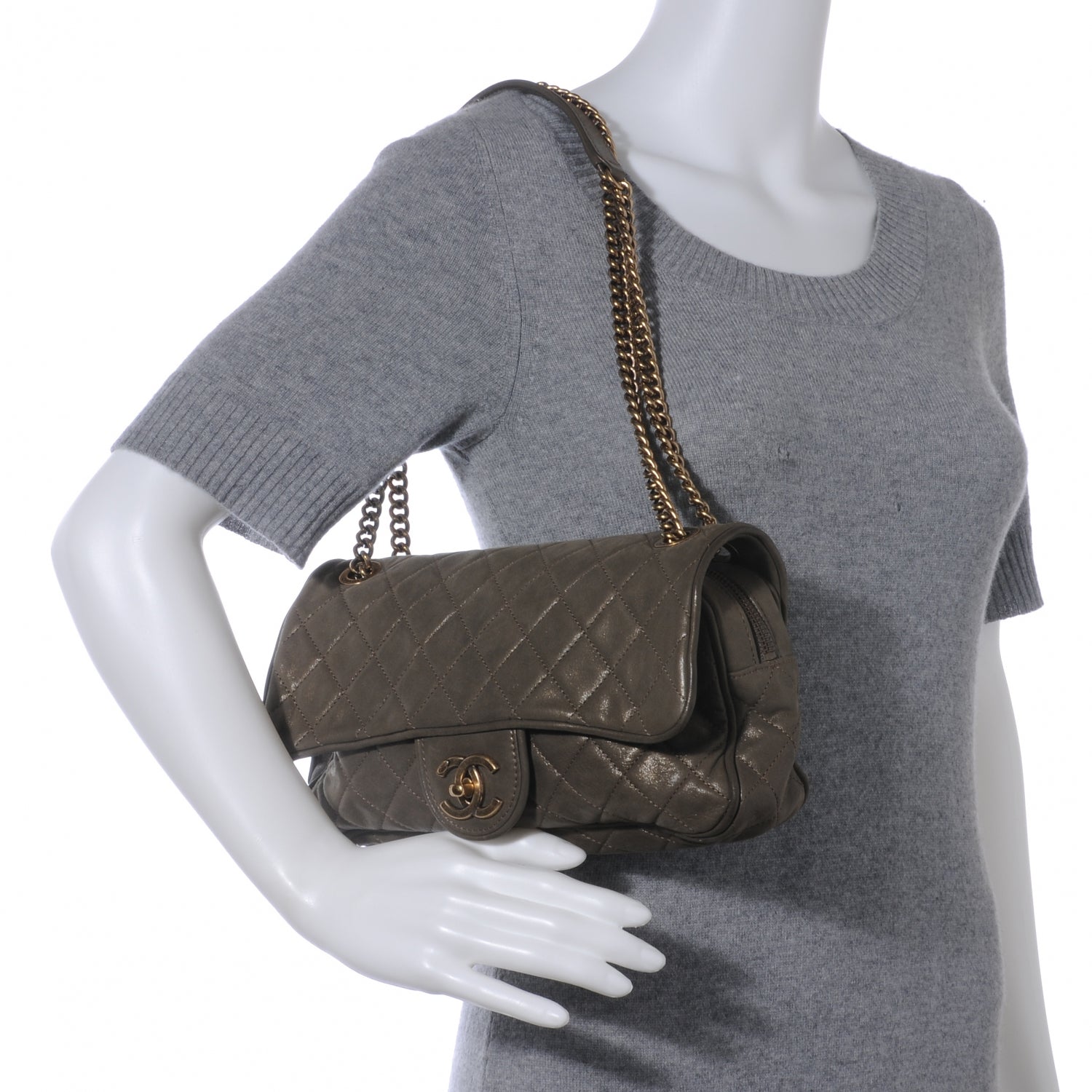 Chanel Iridescent Calfskin Small Shiva Flap Khaki 2 of 9