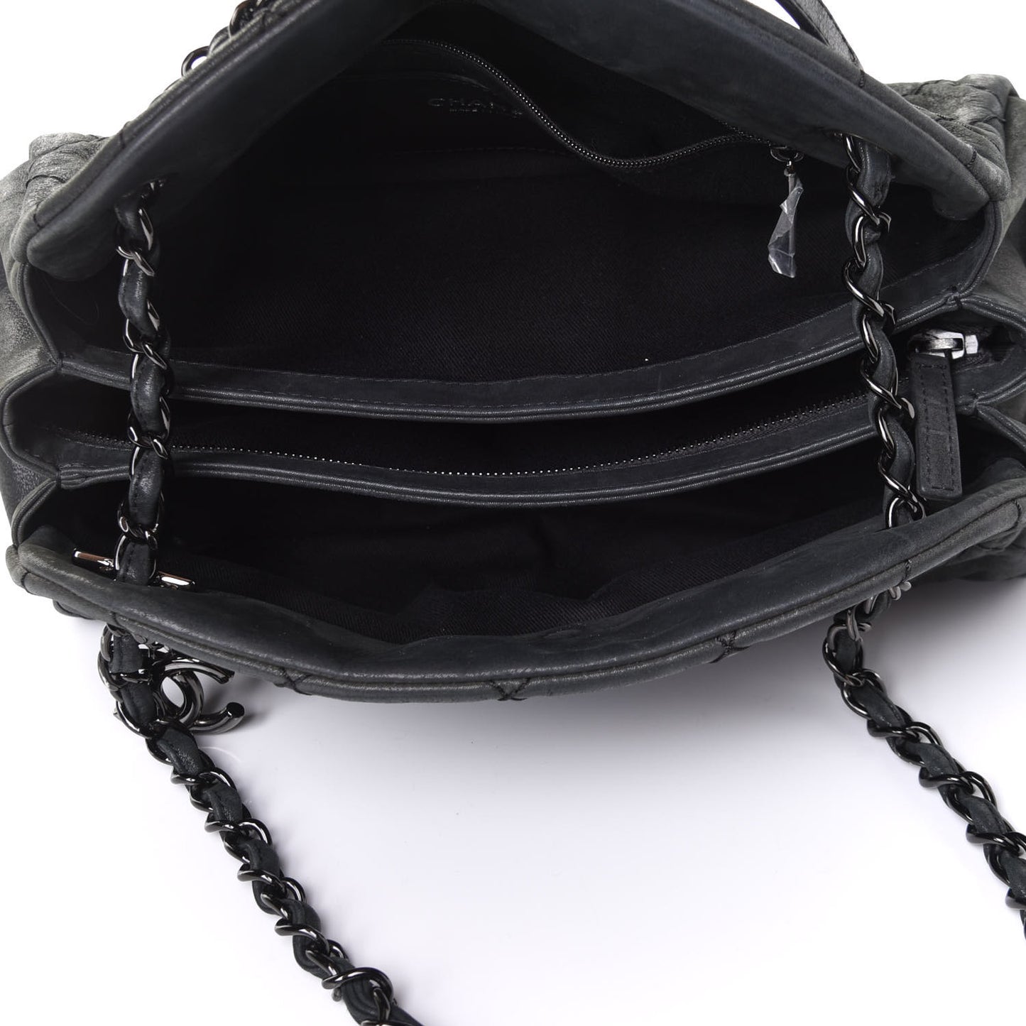 Aged Calfskin Medium Just Mademoiselle Bowling Bag Black