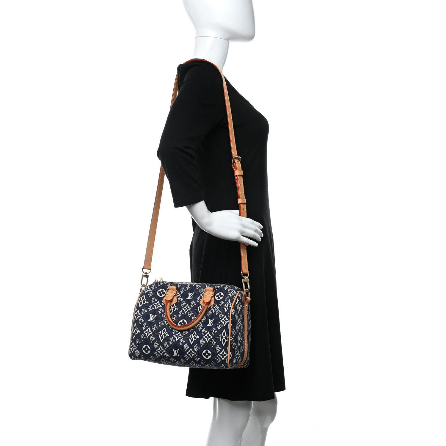 Louis Vuitton Jacquard Since 1854 Speedy Bandouliere 25 Blue 2 of 12