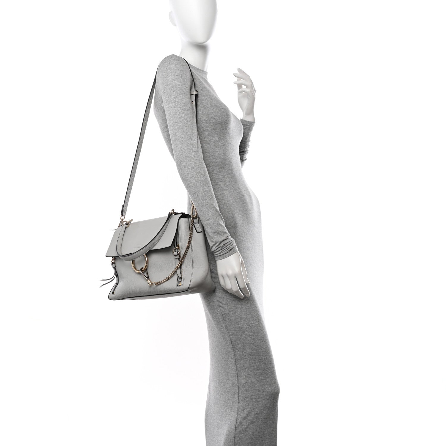 Chloe Calfskin Medium Faye Day Shoulder Bag Airy Grey 2 of 16