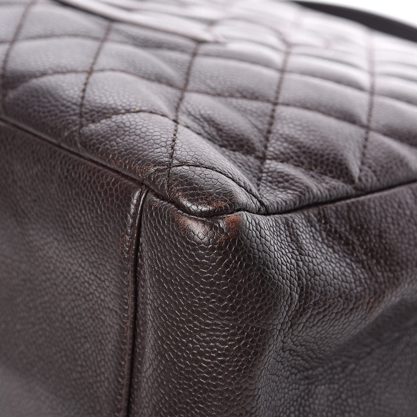 Caviar Quilted Grand Shopping Tote GST Dark Brown