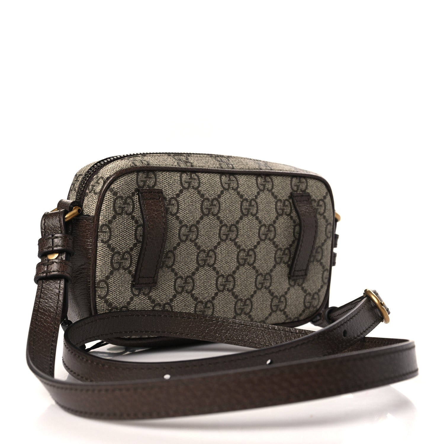 Gucci GG Supreme Monogram Textured Dollar Calfskin Web Mini Ophidia Convertible Shoulder Bag Beige Ebony New Acero 3 of 10