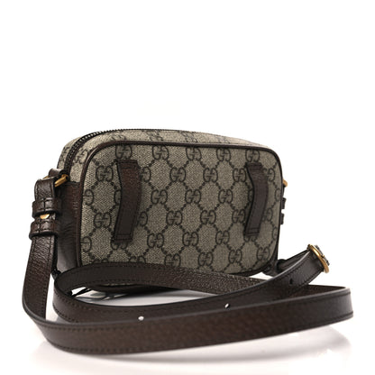 Gucci GG Supreme Monogram Textured Dollar Calfskin Web Mini Ophidia Convertible Shoulder Bag Beige Ebony New Acero 3 of 10
