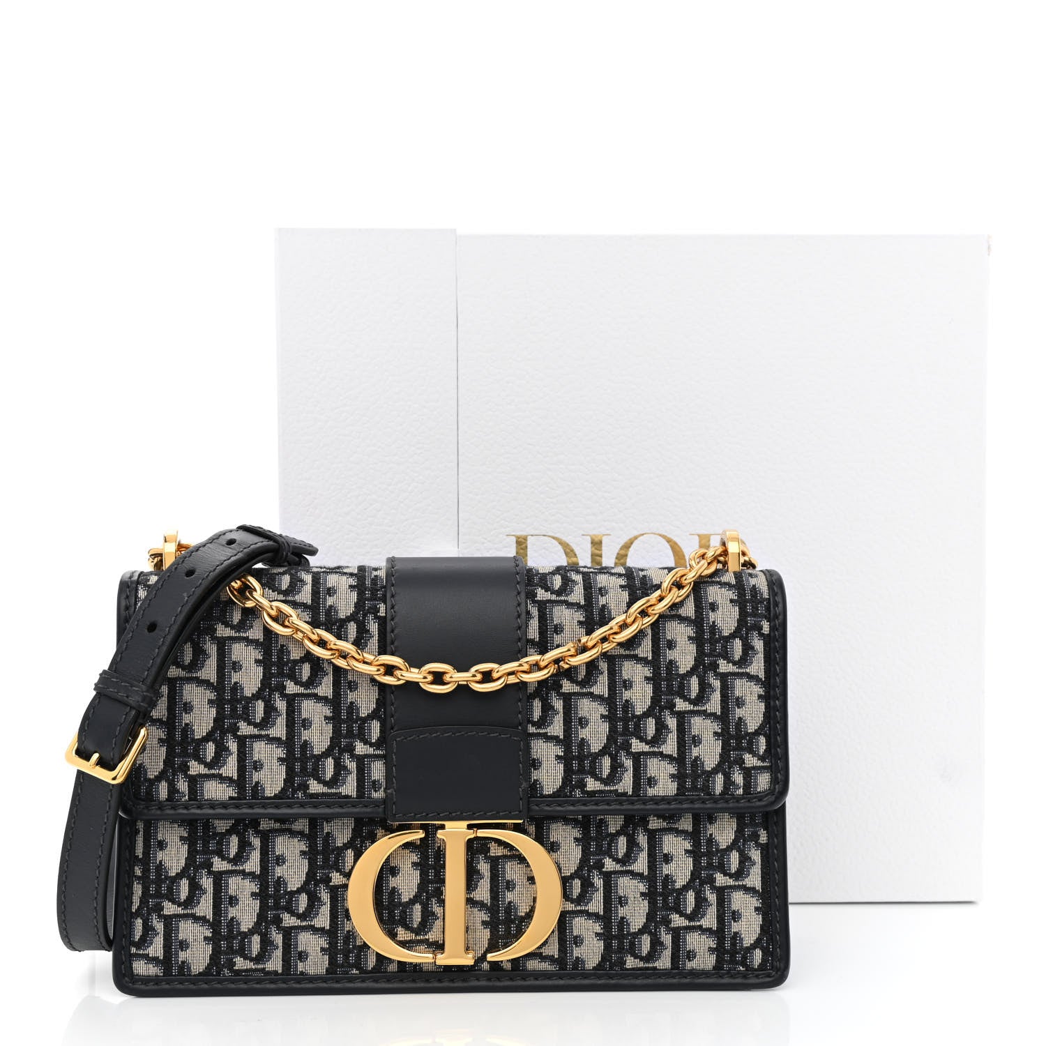 Christian Dior Oblique 30 Montaigne Chain Flap Bag Blue 10 of 10