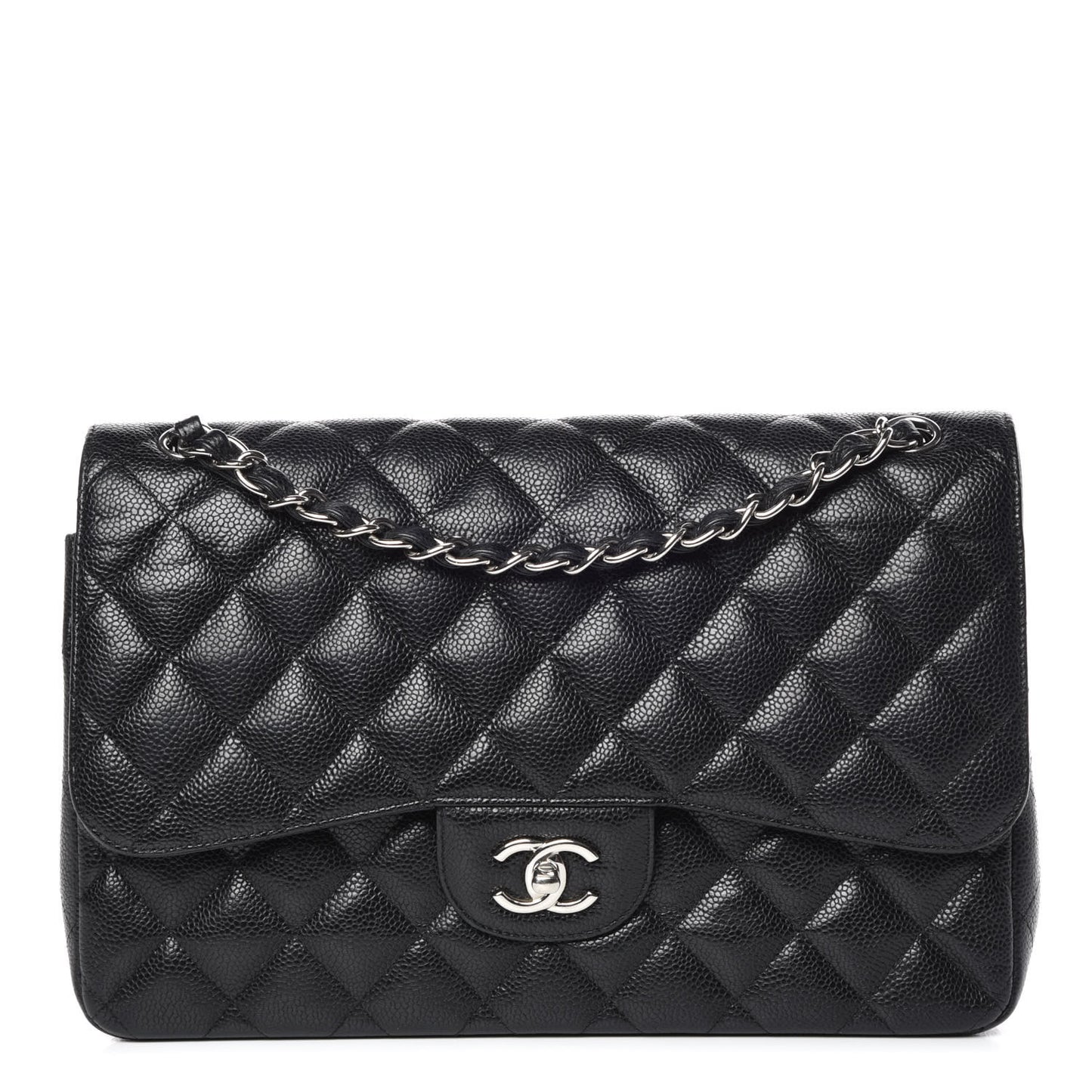 Caviar Quilted Jumbo Double Flap Black